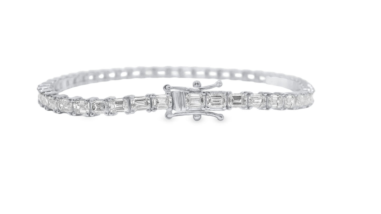 5.95CT Lab Diamond Emerald Cut Bracelet 14k Gold