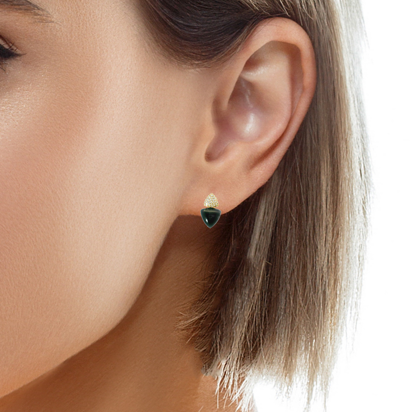 1.51CT Diamond Earring with Black Onyx 14k Yellow Gold