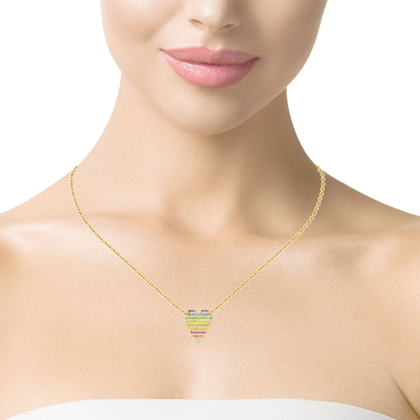 0.66CT Multi Sapphire Pendant 14k Yellow Gold