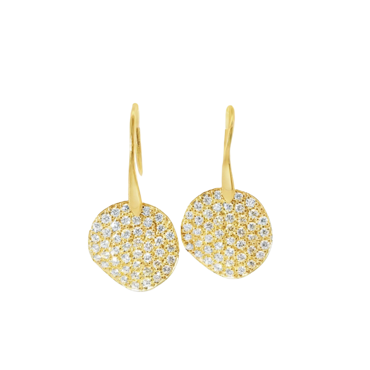 1.97 CT Diamond Chip Hoop Top Earrings 14K Gold