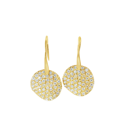 1.97 CT Diamond Chip Hoop Top Earrings 14K Gold