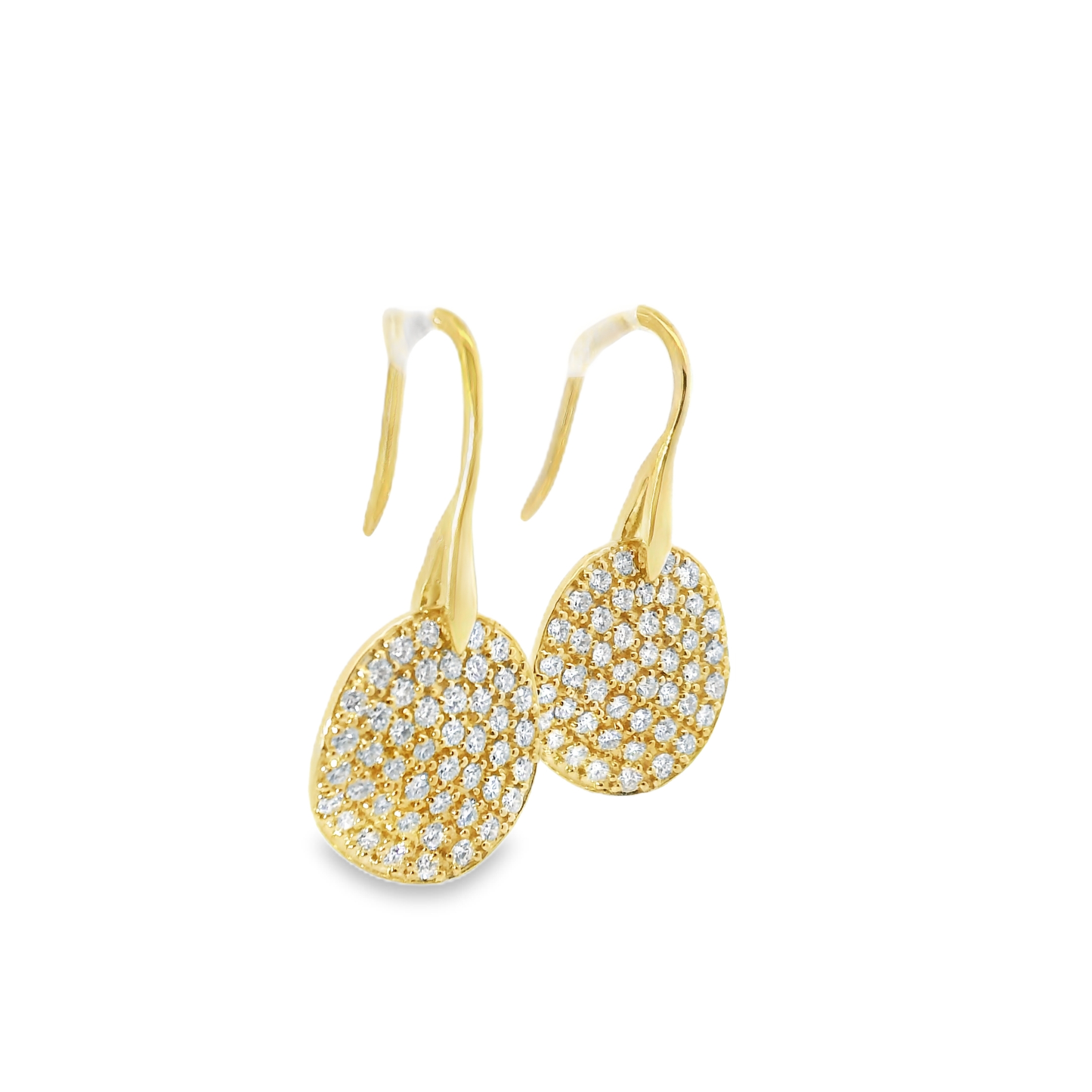 1.97 CT Diamond Chip Hoop Top Earrings 14K Gold