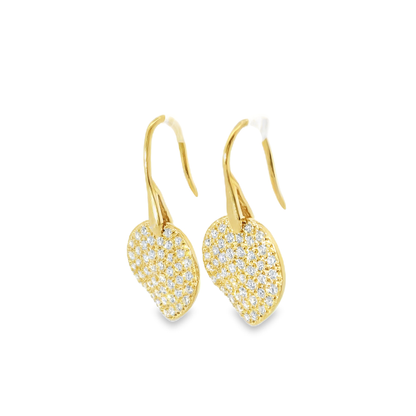 1.97 CT Diamond Chip Hoop Top Earrings 14K Gold