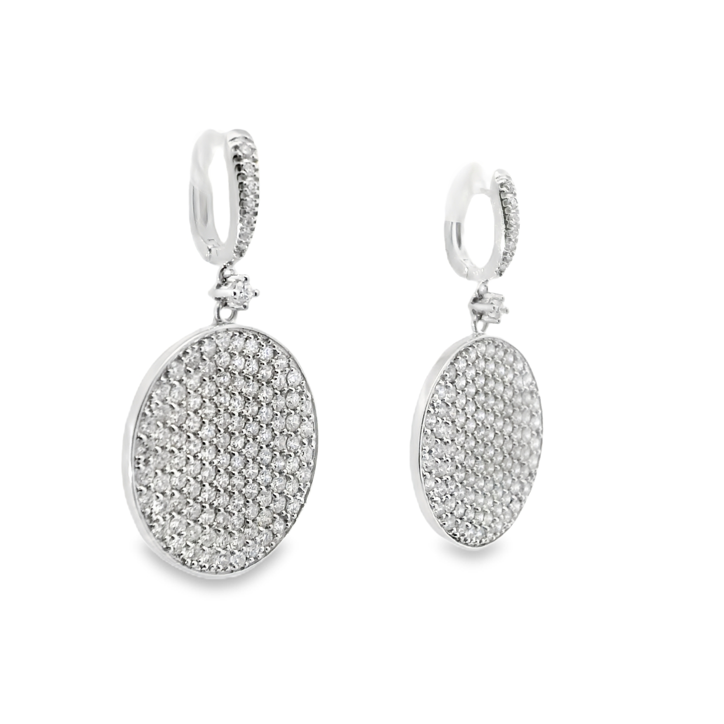 5.26CT Diamond Disc Hoop Top Earrings 14K Gold