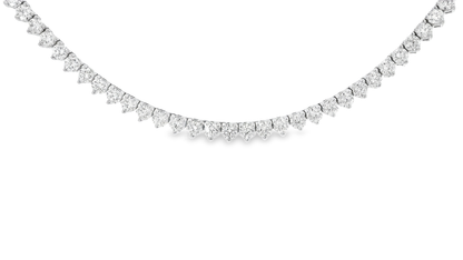 14.69CT Diamond 3 Prong Tennis Necklace 18K Gold