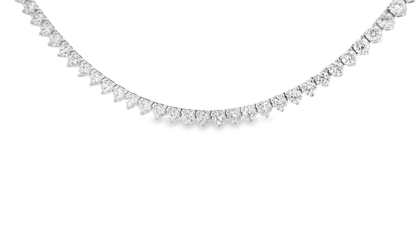 14.69CT Diamond 3 Prong Tennis Necklace 18K Gold