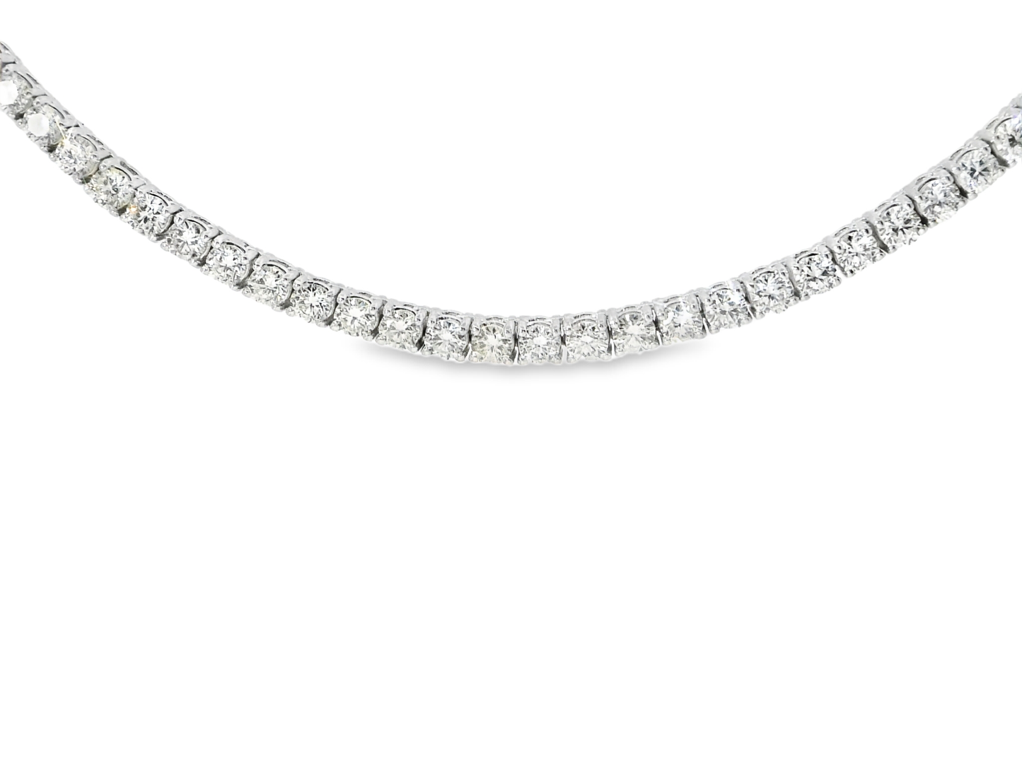 9.53CT Round Cut Diamond 4 Prong Tennis Necklace 14K Gold