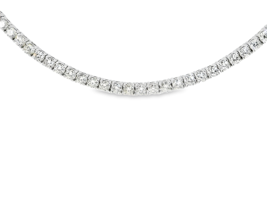 9.53CT Round Cut Diamond 4 Prong Tennis Necklace 14K Gold