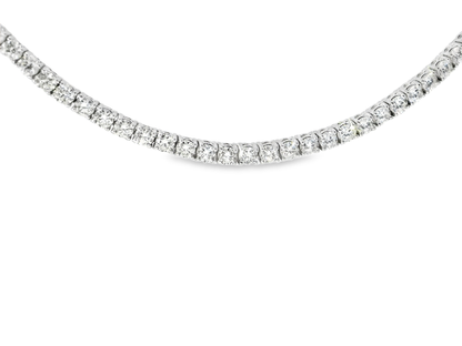 9.53CT Round Cut Diamond 4 Prong Tennis Necklace 14K Gold