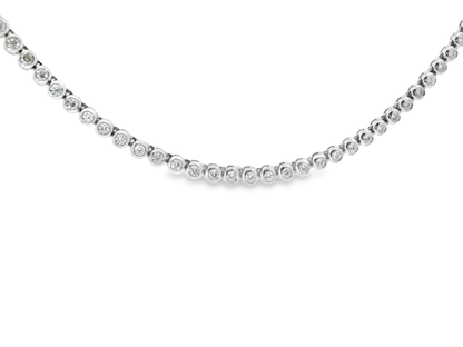3.46CT Round Cut Dimaond Bezel Tennis Necklace 14K White Gold
