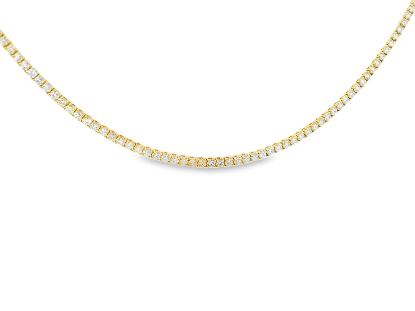 2.31CT Round Cut Diamond 4 Prong Tennis Necklace 14K Gold
