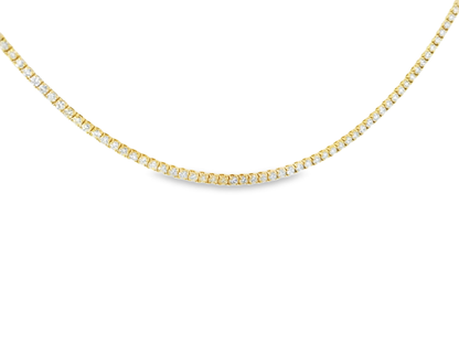 2.31CT Round Cut Diamond 4 Prong Tennis Necklace 14K Gold