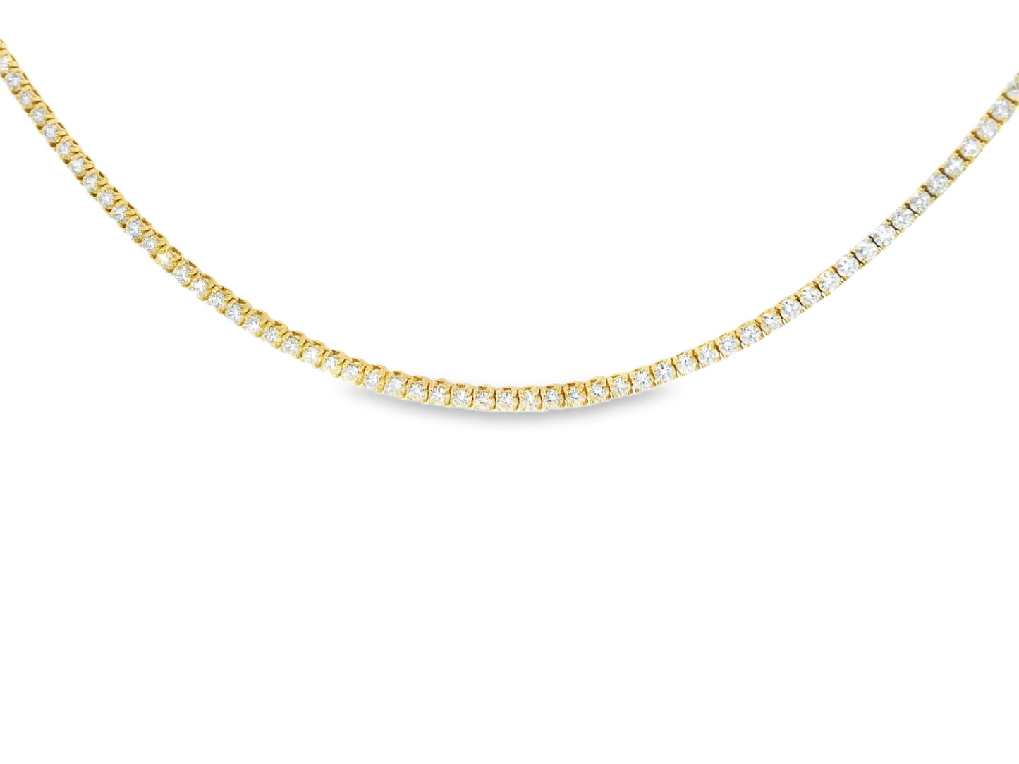 2.31CT Round Cut Diamond 4 Prong Tennis Necklace 14K Gold