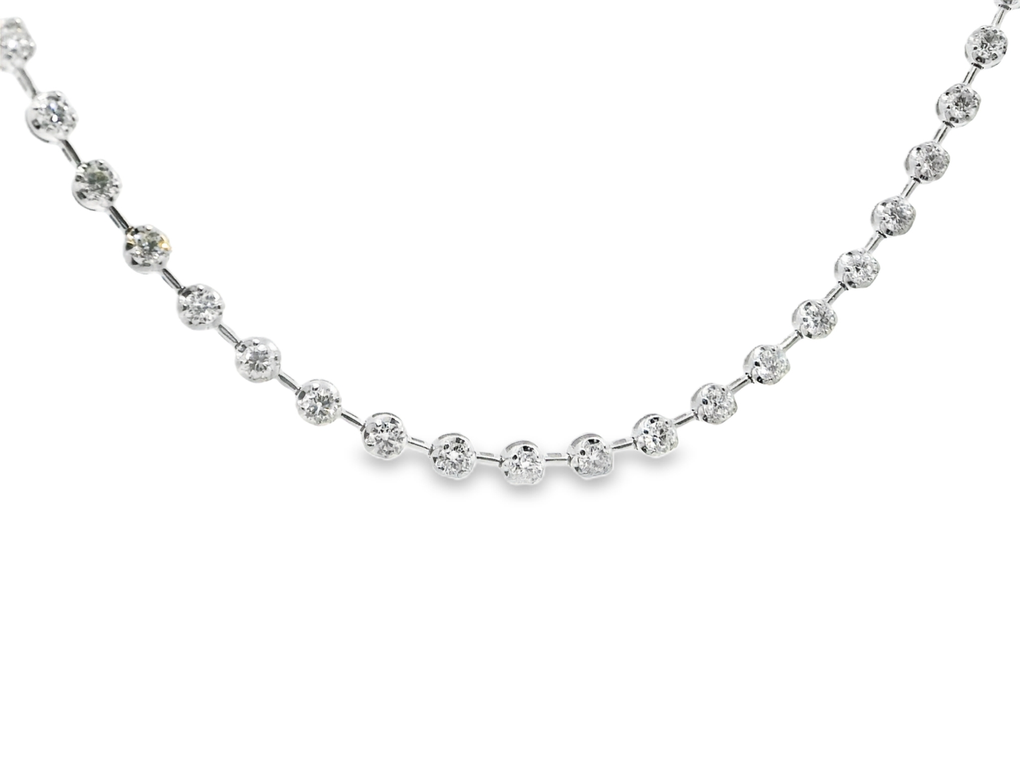 7.42CT Round Cut Diamond 4 Prong Tennis Necklace 14K Gold
