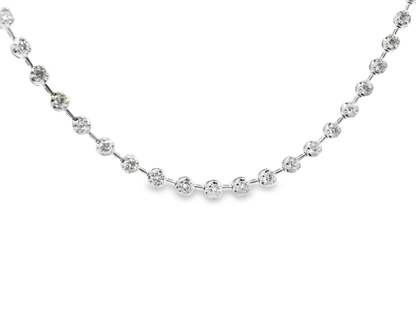 7.42CT Round Cut Diamond 4 Prong Tennis Necklace 14K Gold