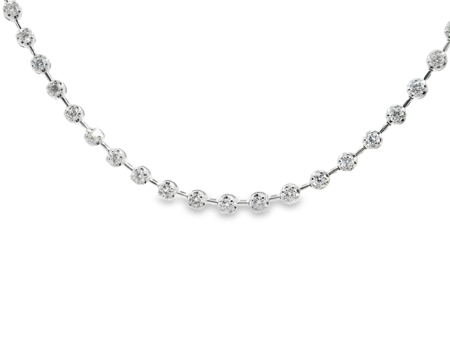 7.42CT Round Cut Diamond 4 Prong Tennis Necklace 14K Gold