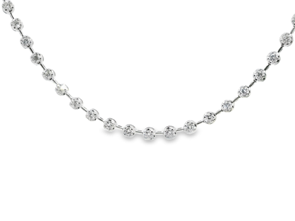 7.42CT Round Cut Diamond 4 Prong Tennis Necklace 14K Gold