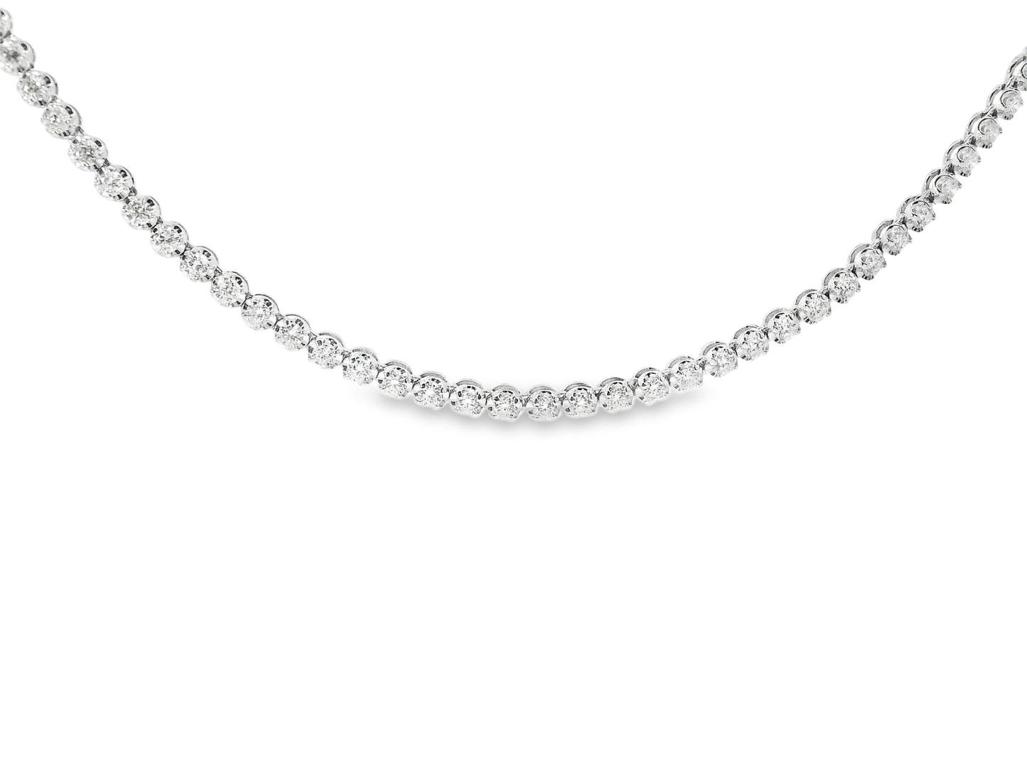 4.59CT Round Cut Bezel Tennis Necklace 14K White Gold