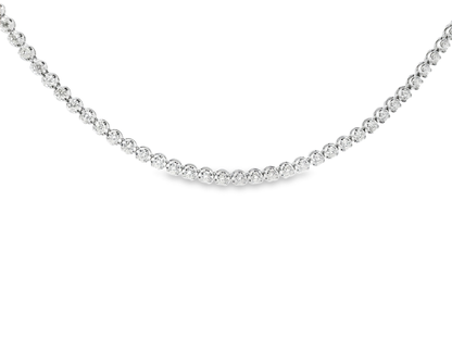 4.59CT Round Cut Bezel Tennis Necklace 14K White Gold