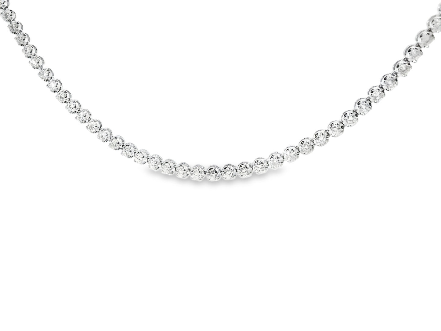 4.59CT Round Cut Bezel Tennis Necklace 14K White Gold