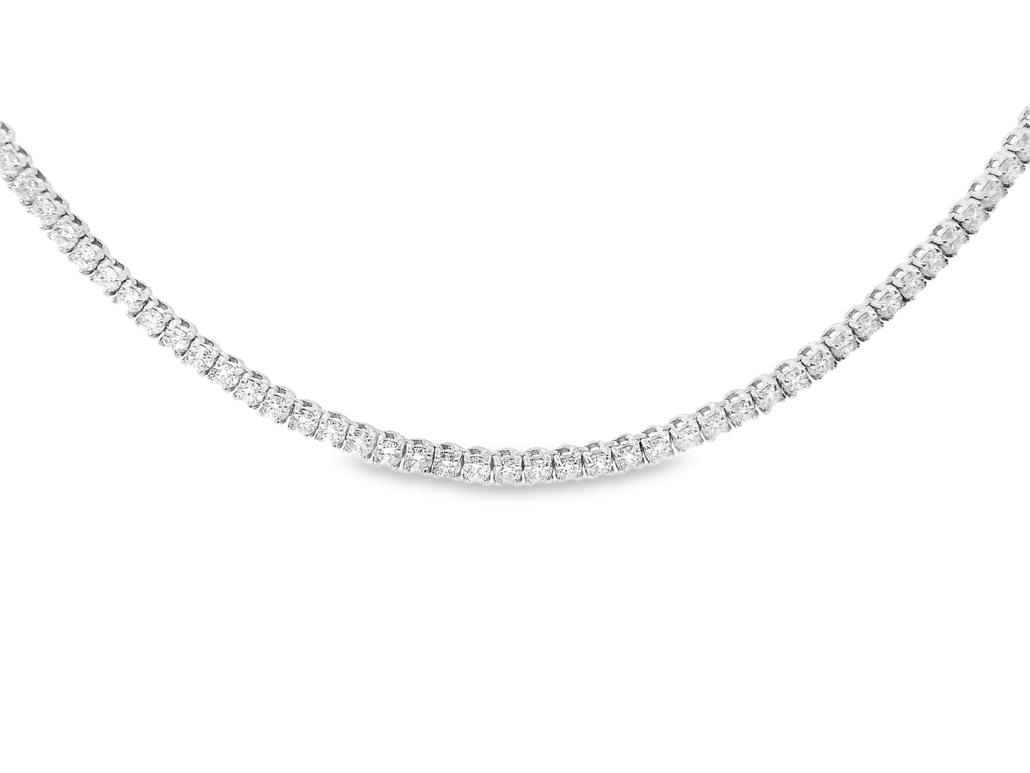 2.31CT Round Cut Diamond 4 Prong Tennis Necklace 14K Gold