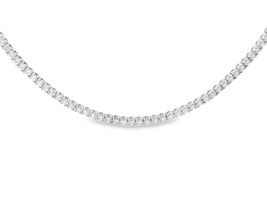 2.31CT Round Cut Diamond 4 Prong Tennis Necklace 14K Gold