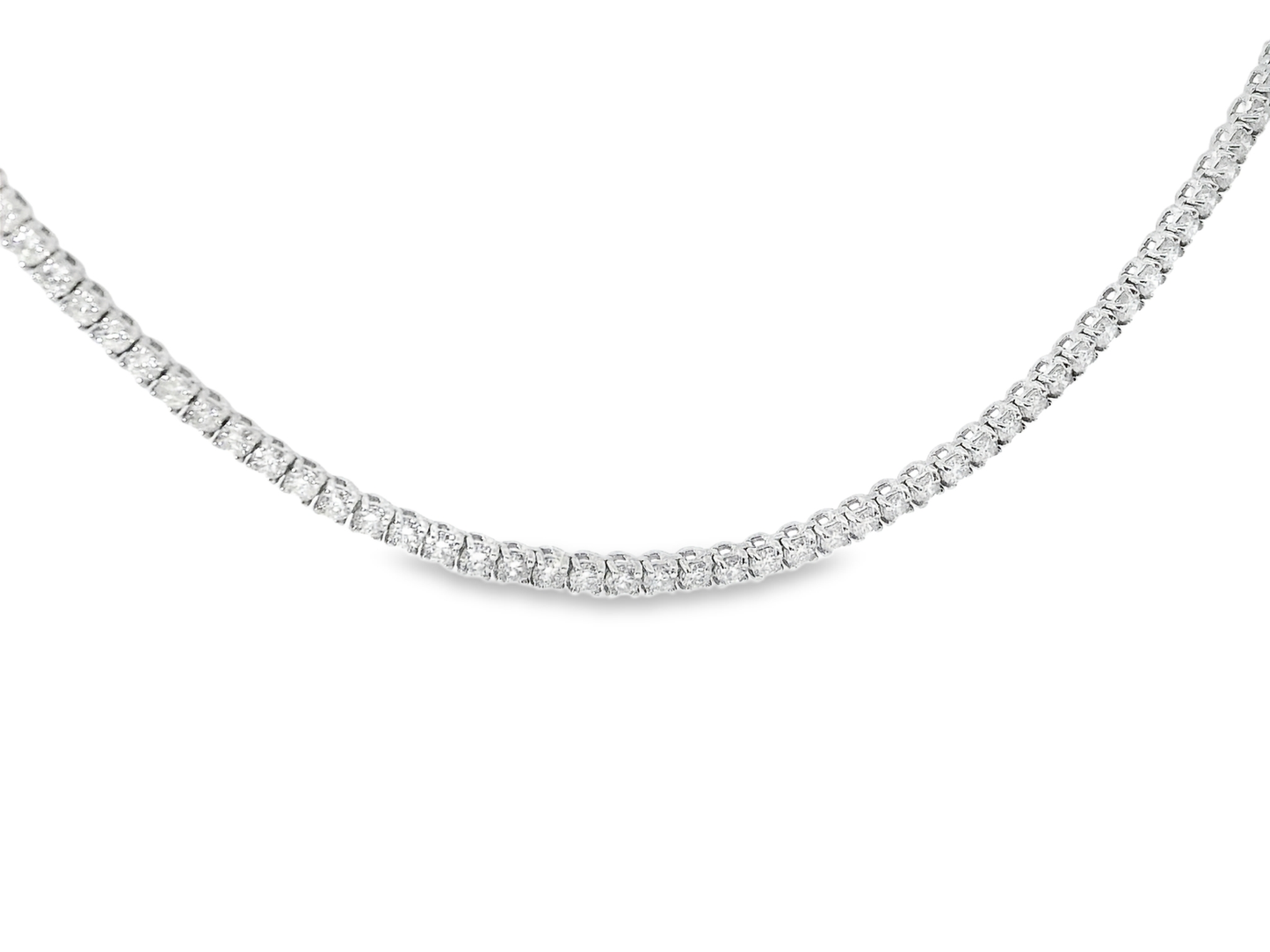 2.31CT Round Cut Diamond 4 Prong Tennis Necklace 14K Gold