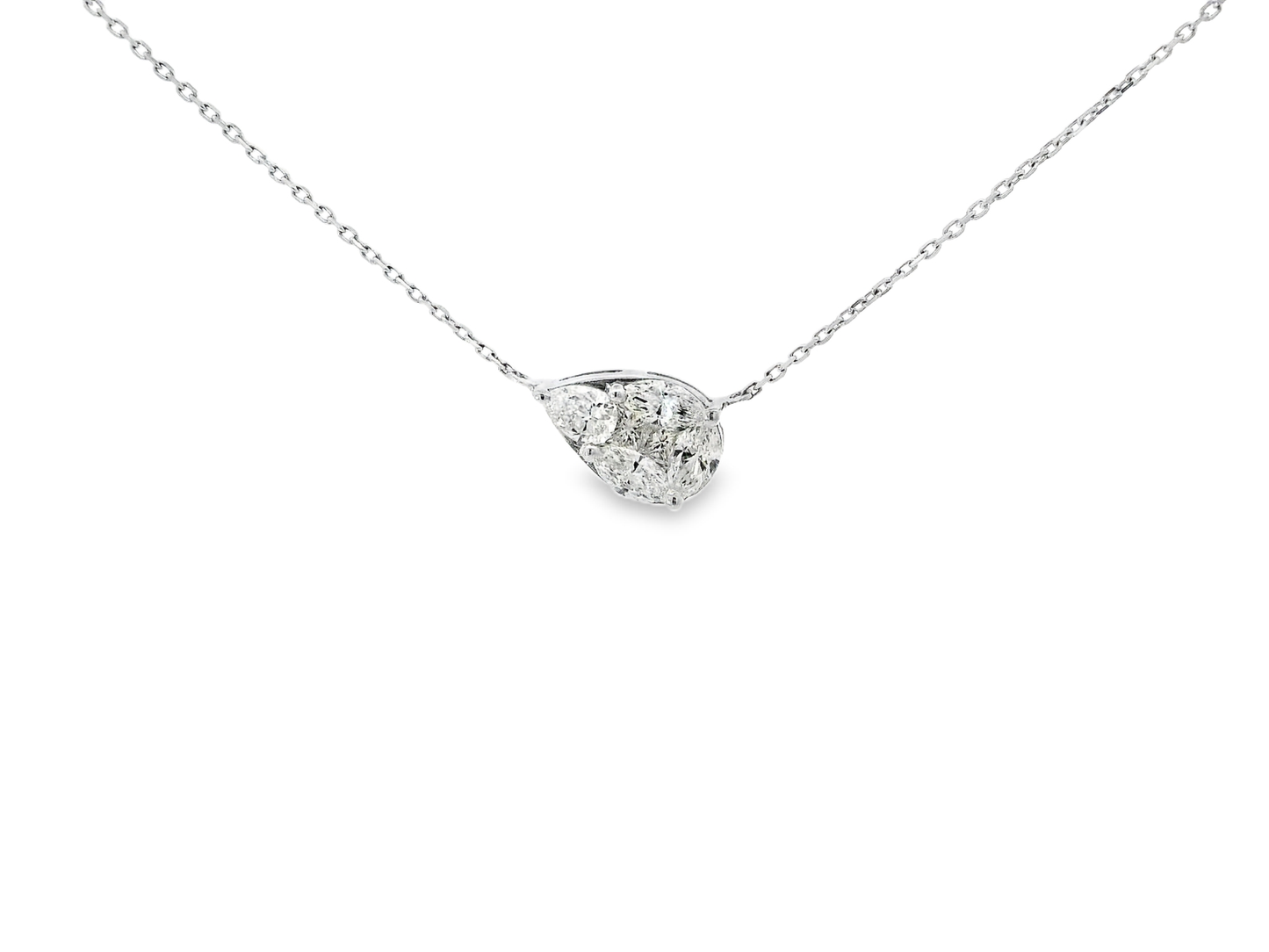 0.91CT Diamond Teardrop Pear Pendant 18K White Gold