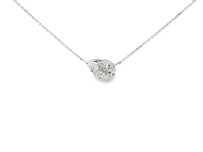 0.91CT Diamond Teardrop Pear Pendant 18K White Gold