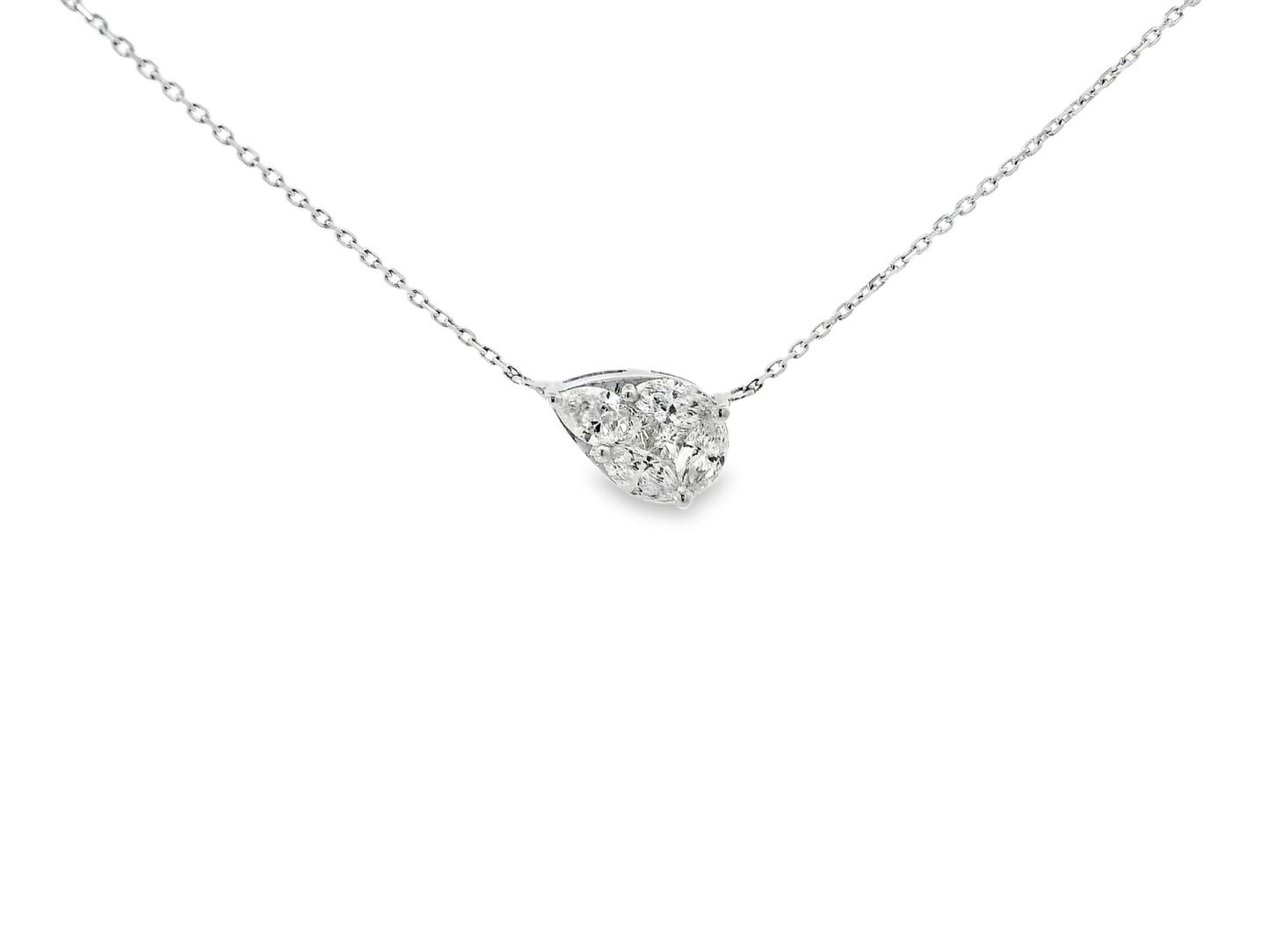 0.91CT Diamond Teardrop Pear Pendant 18K White Gold
