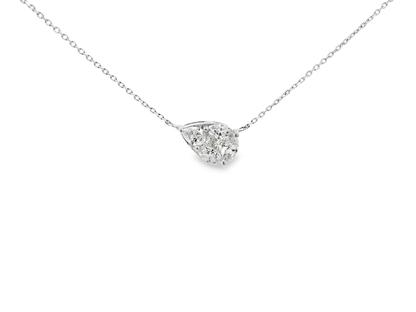 0.91CT Diamond Teardrop Pear Pendant 18K White Gold