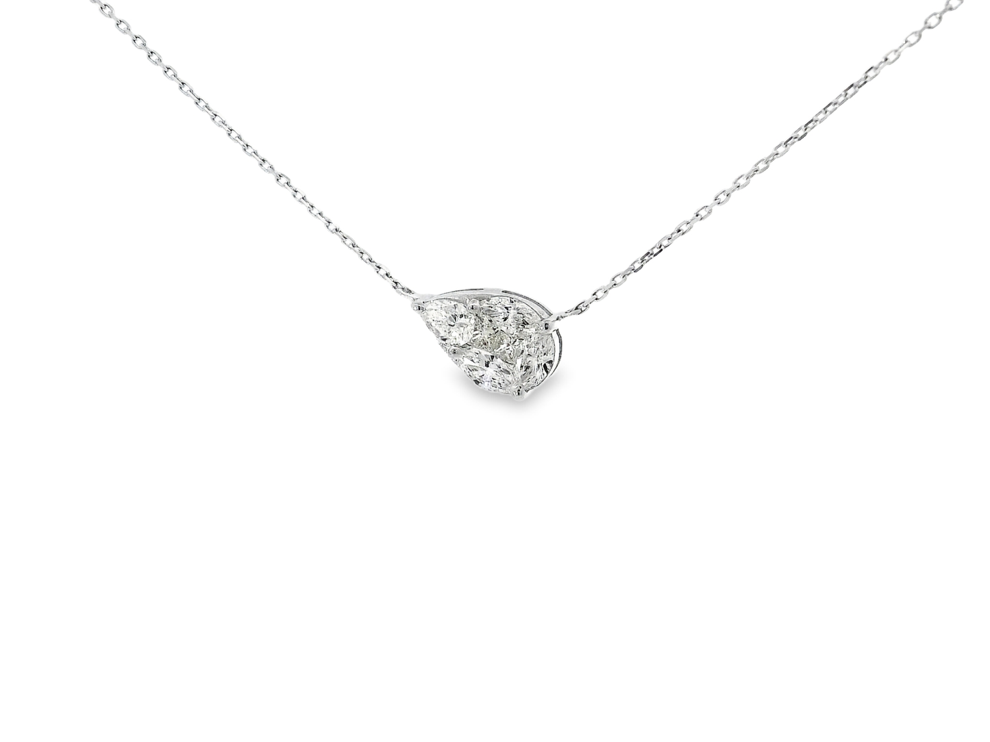 0.91CT Diamond Teardrop Pear Pendant 18K White Gold