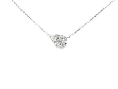 0.91CT Diamond Teardrop Pear Pendant 18K White Gold
