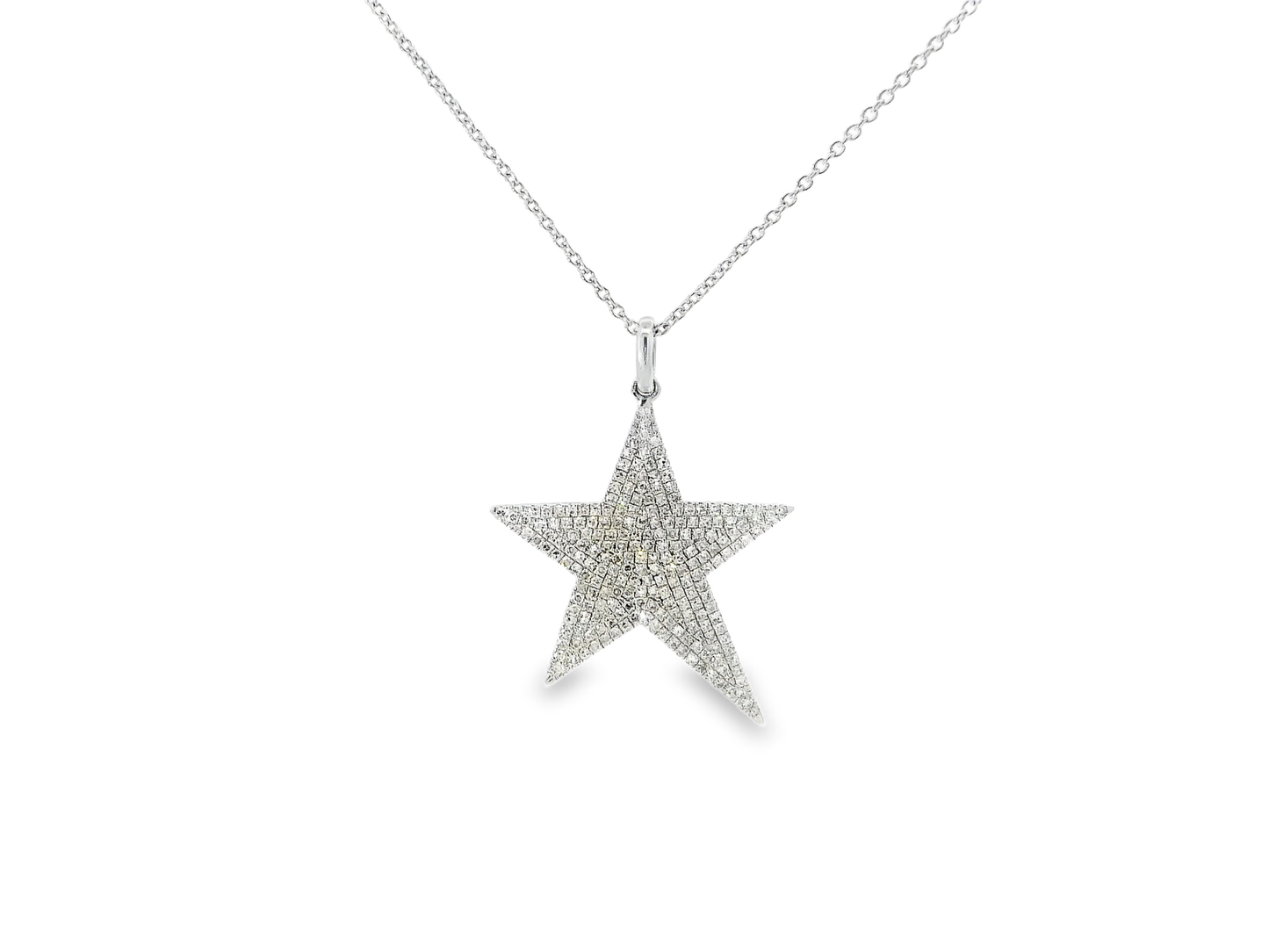 0.71CT Diamond Star Pendant 14K White Gold
