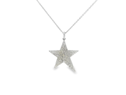 0.71CT Diamond Star Pendant 14K White Gold