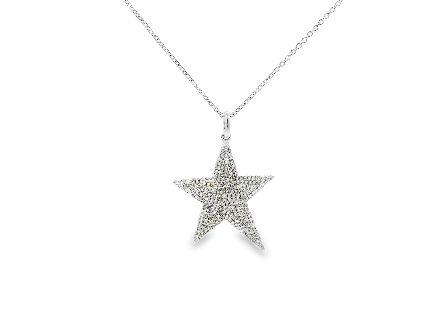 0.71CT Diamond Star Pendant 14K White Gold