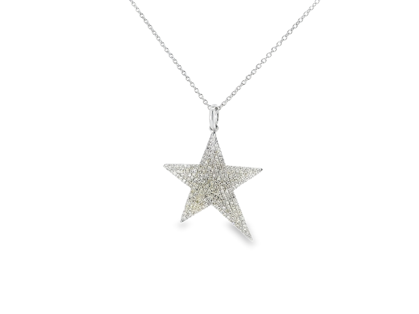 0.71CT Diamond Star Pendant 14K White Gold