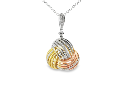 0.74CT Diamond Multi-Colored Pendant 14K Gold
