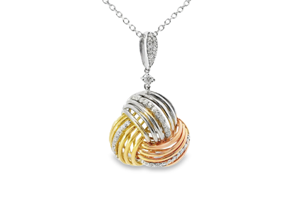 0.74CT Diamond Multi-Colored Pendant 14K Gold