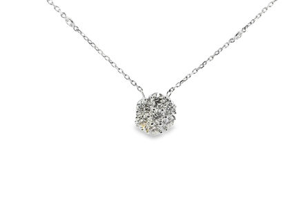 1.99CT Diamond Flower Pendant 14K White Gold