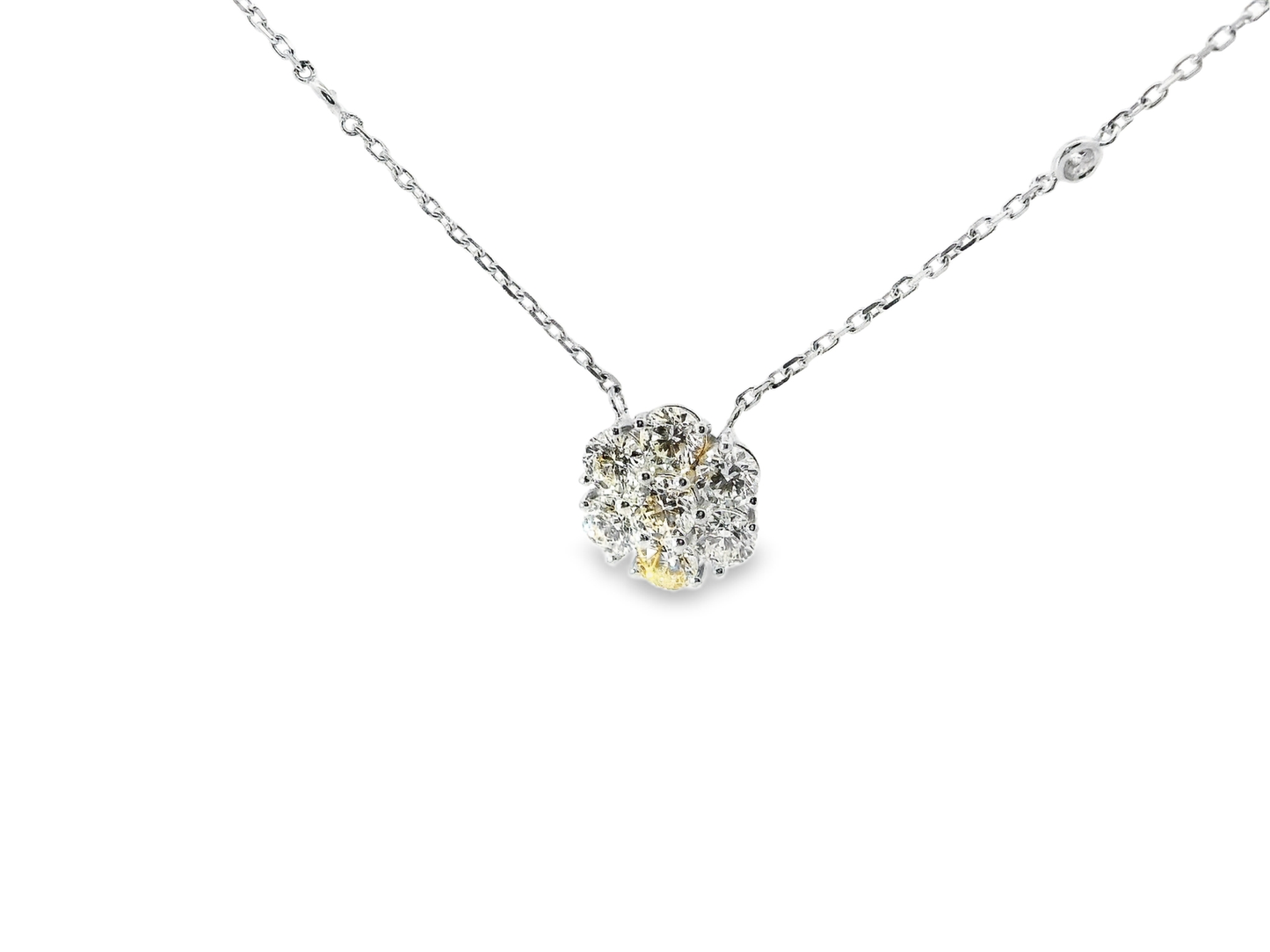 1.99CT Diamond Flower Pendant 14K White Gold