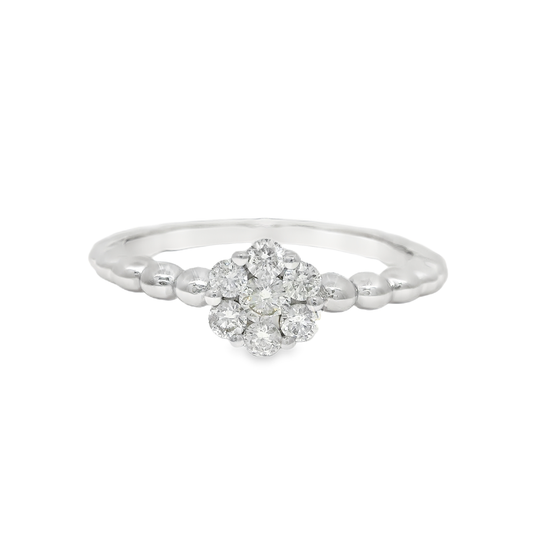 0.28CT Diamond Flower Ring 18K White Gold