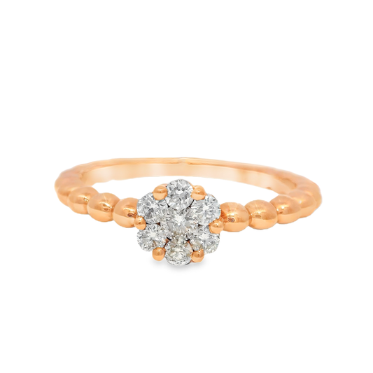 0.28CT Diamond Flower Ring 18K Rose Gold