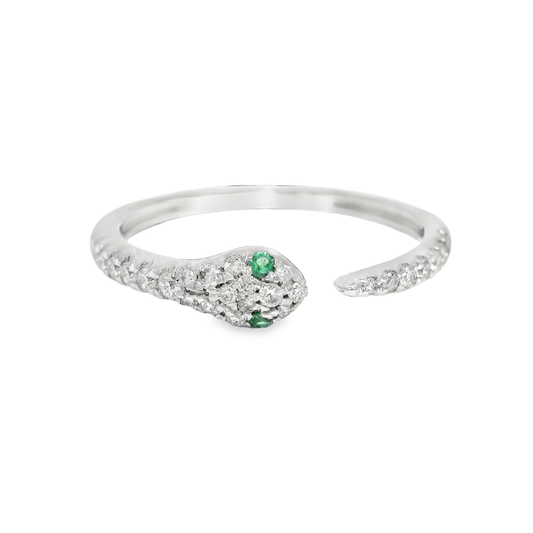 0.18CT Diamond Serpent Ring 18K White Gold
