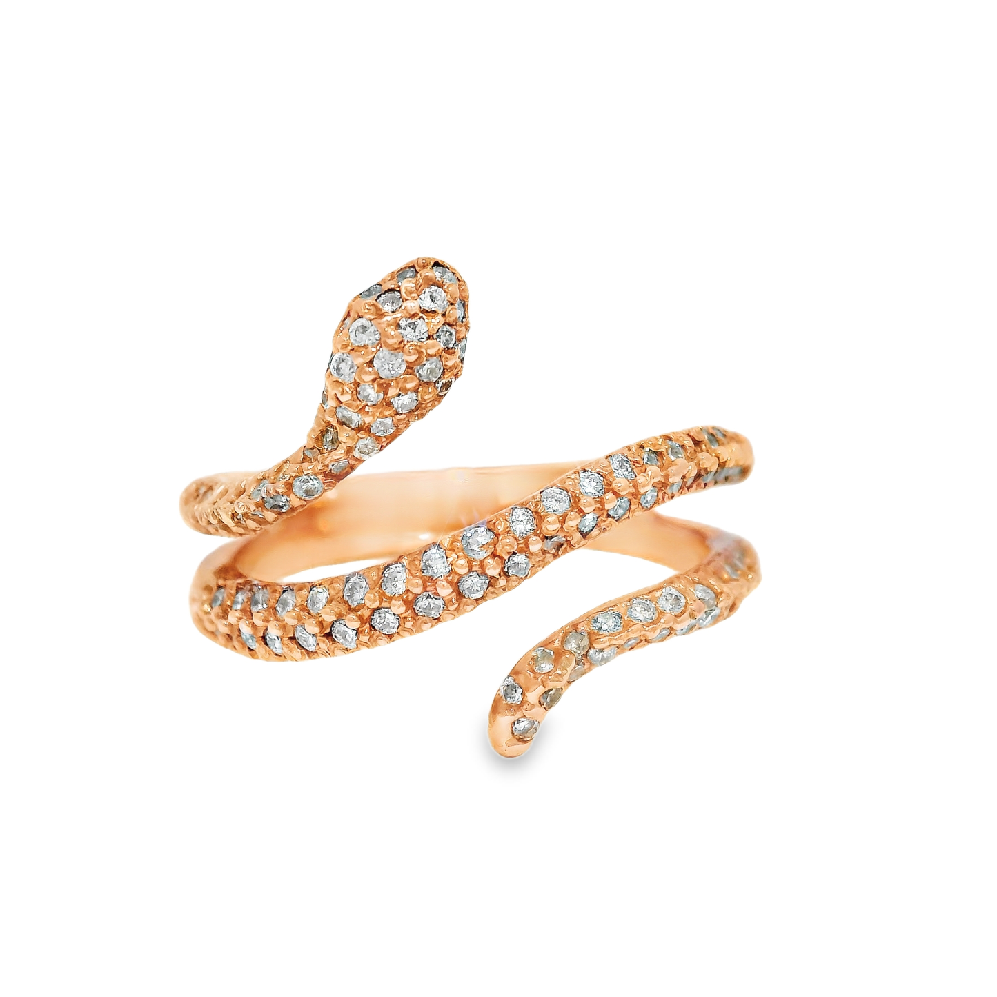 0.63CT Diamond Snake Ring 14K Rose Gold