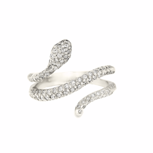 0.63CT Diamond Snake Ring 14K White Gold