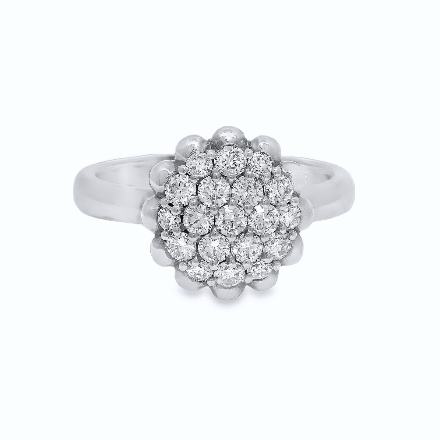 0.51CT Diamond Flower Ring 18K White Gold