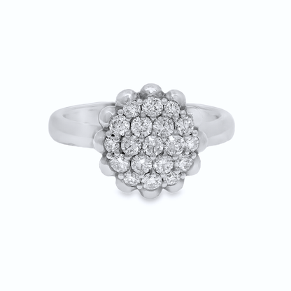 0.51CT Diamond Flower Ring 18K White Gold