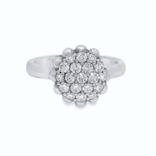 0.51CT Diamond Flower Ring 18K White Gold