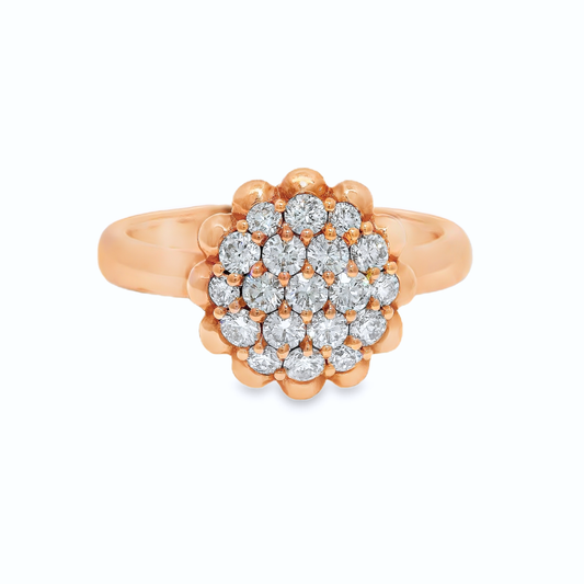 0.51CT Diamond Flower Ring 18K Rose Gold